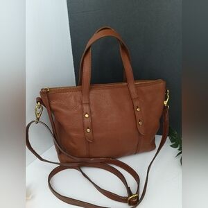Fossil Brown Leather Purse with Handles/Adjustable Straps